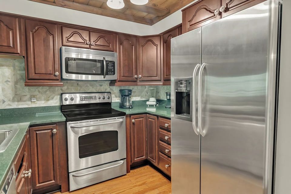 lovely wood cabinets add to the beautiful wood accents