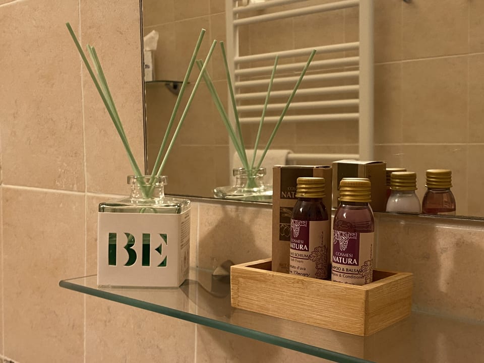 Shower, free toiletries, hair dryer, bidet