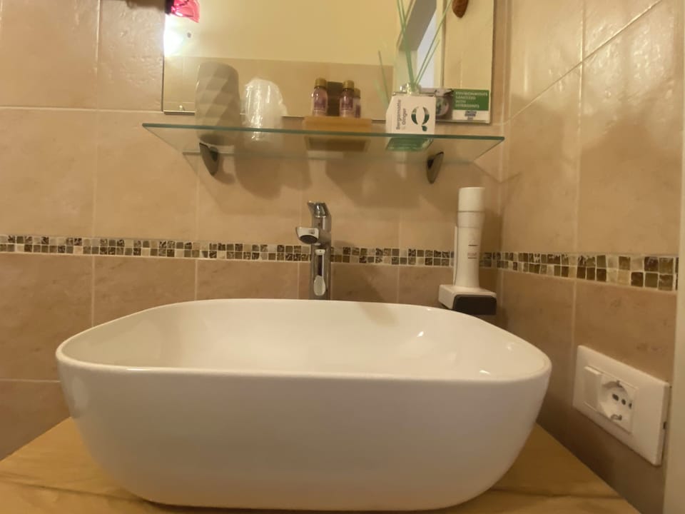 Shower, free toiletries, hair dryer, bidet