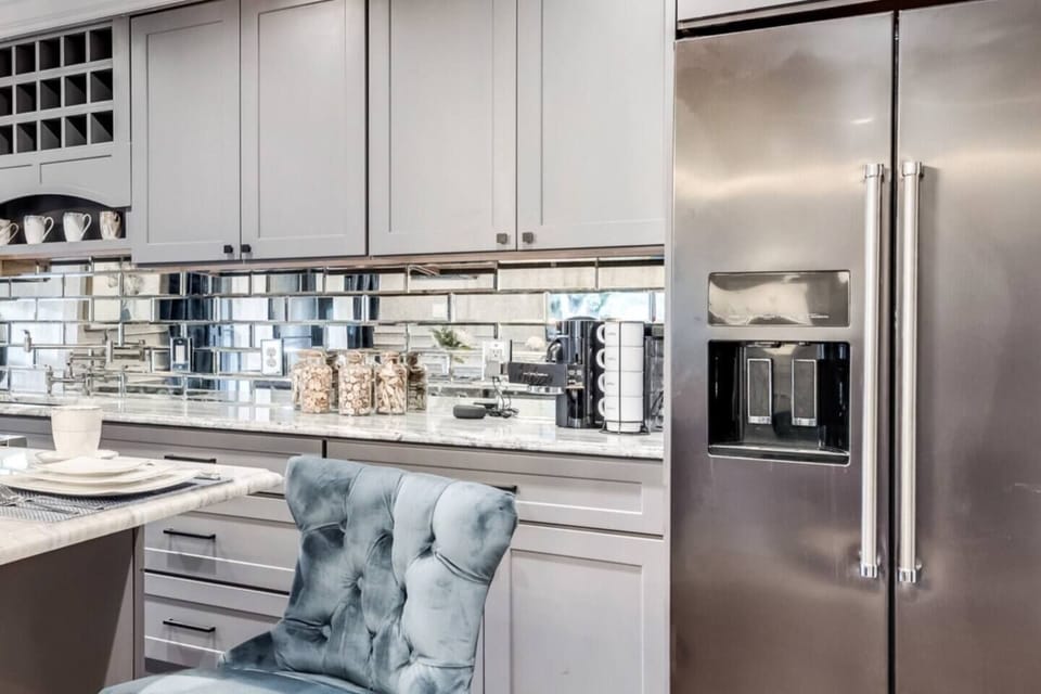Gourmet kitchen with brand new stainless steel appliances. Enjoy your morning coffee from the Nespresso Vertuo machine. 

If you are more old school, we also stock a standard drip coffee maker.