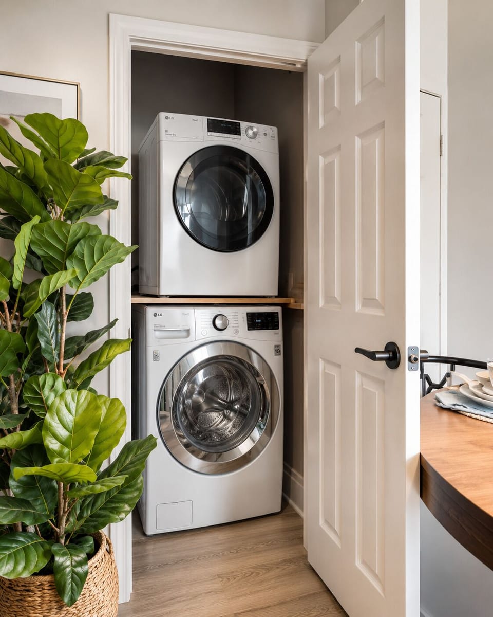 Washer and dryer, stackable for your convenience, right in the unit.