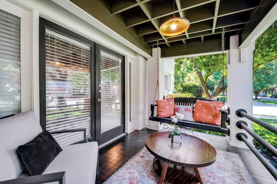 Your own front porch overlooking our beautiful historic neighborhood. From here you'll see cyclists, joggers and people walking their dogs.