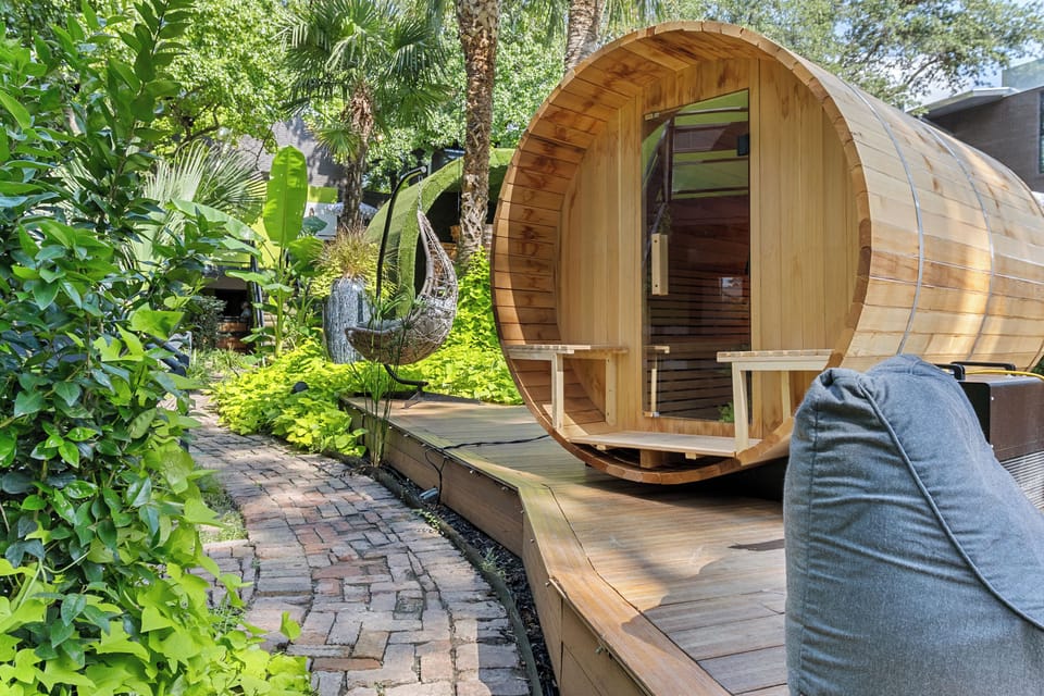 Off-Site with in 5 mins away is a Custom-built cedar sauna for rejuvenation and spa-inspired comfort. 