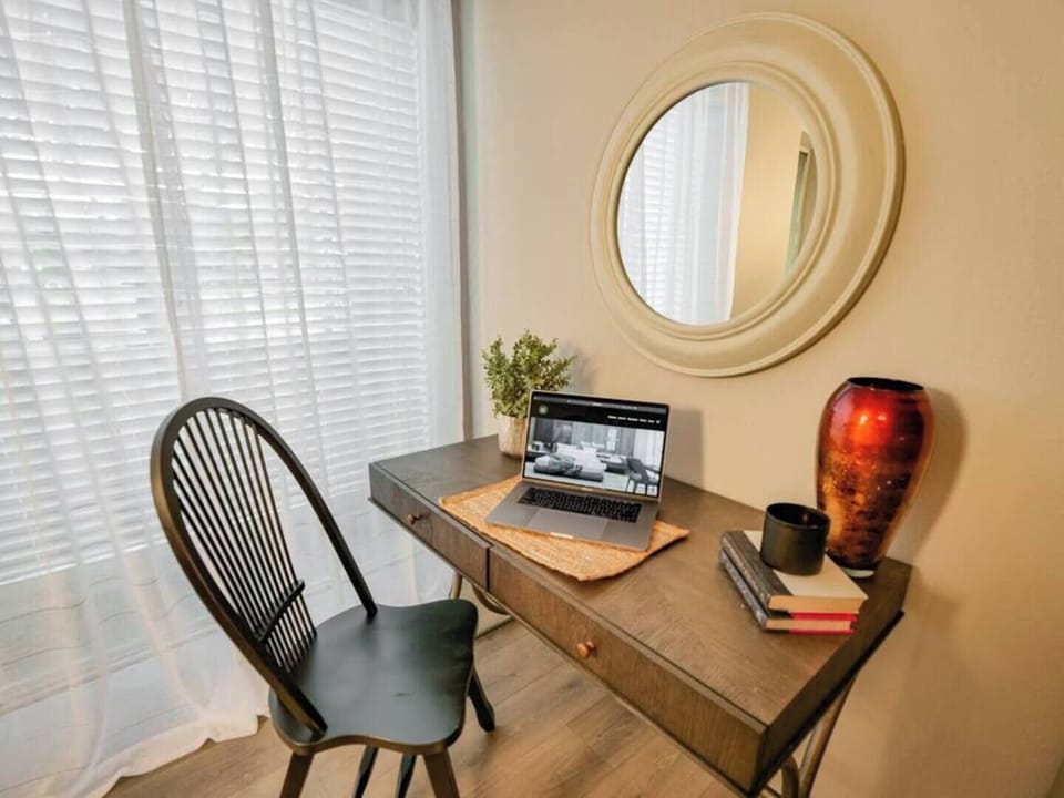 Convenient workstation ideal for remote work or catching up on tasks, with a comfortable setup to help you stay productive during your stay.