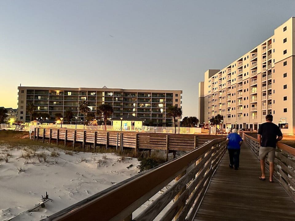 The boardwalk coming in from the beach.