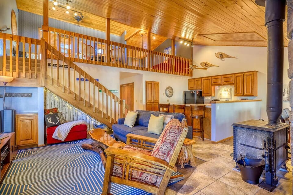Living Room Area and Staircase to Loft