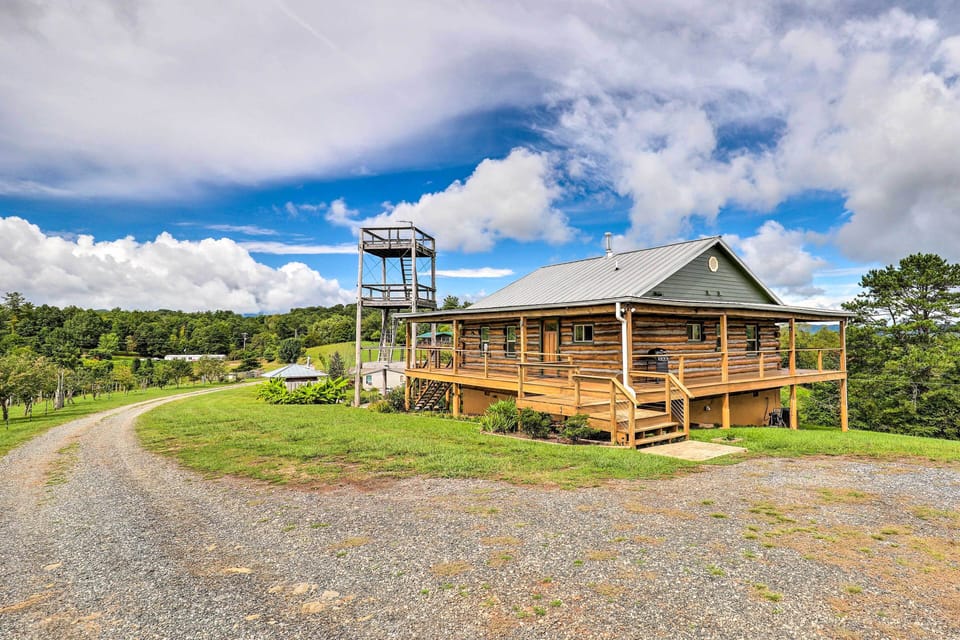Cabin Exterior | Pet Friendly w/ Fee | Vineyard Views