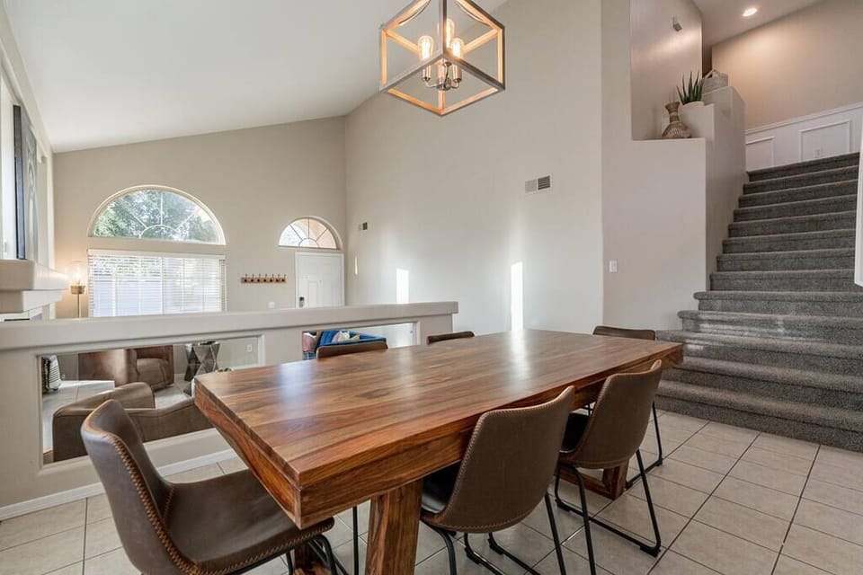 The dining table overlooks the conversation area, creating a space that flows if you need it to