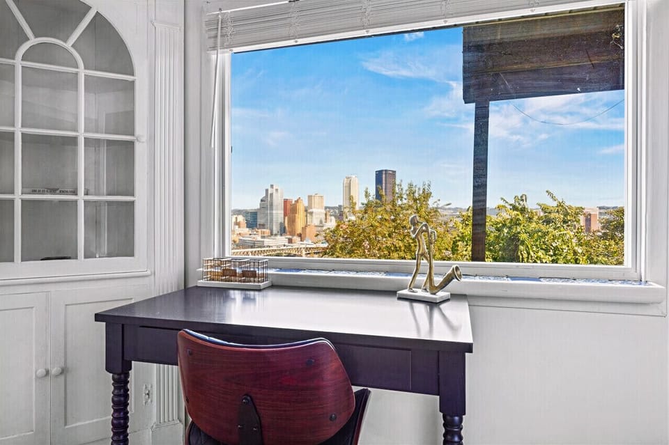 Today's office views - Dedicated work desk overlooking the city.