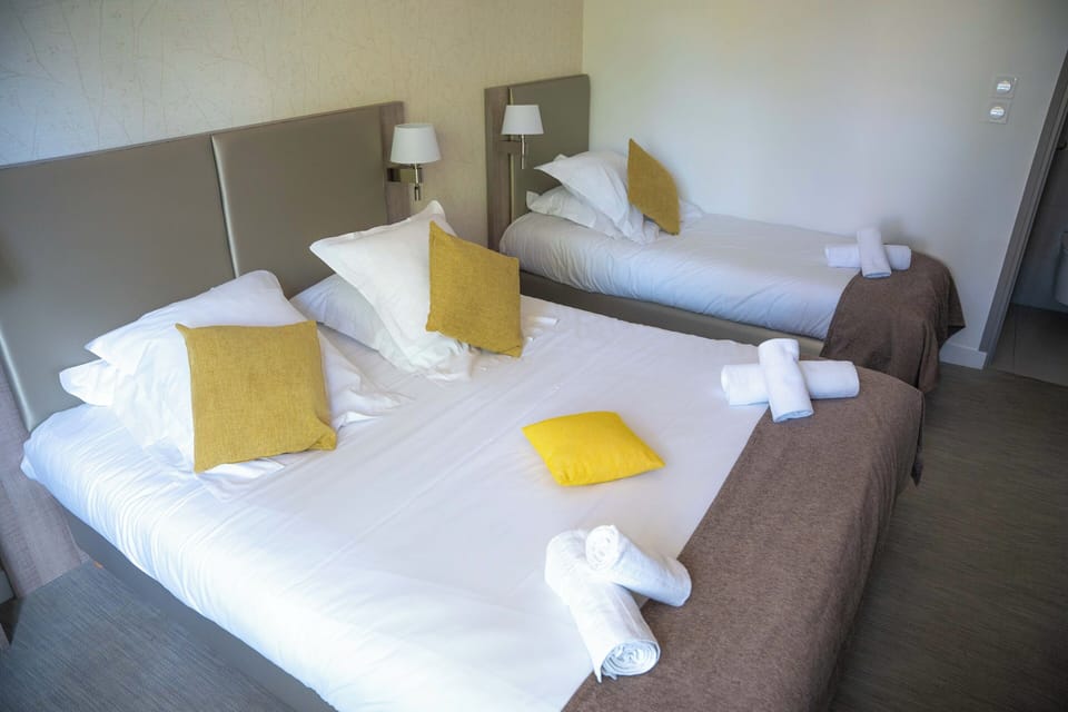 Relax on the comfy bed after a day outside.