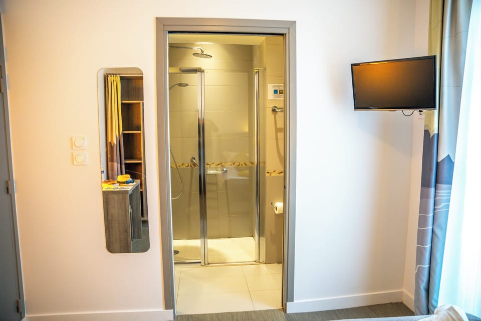 Get ready for your day in the lovely bathroom.