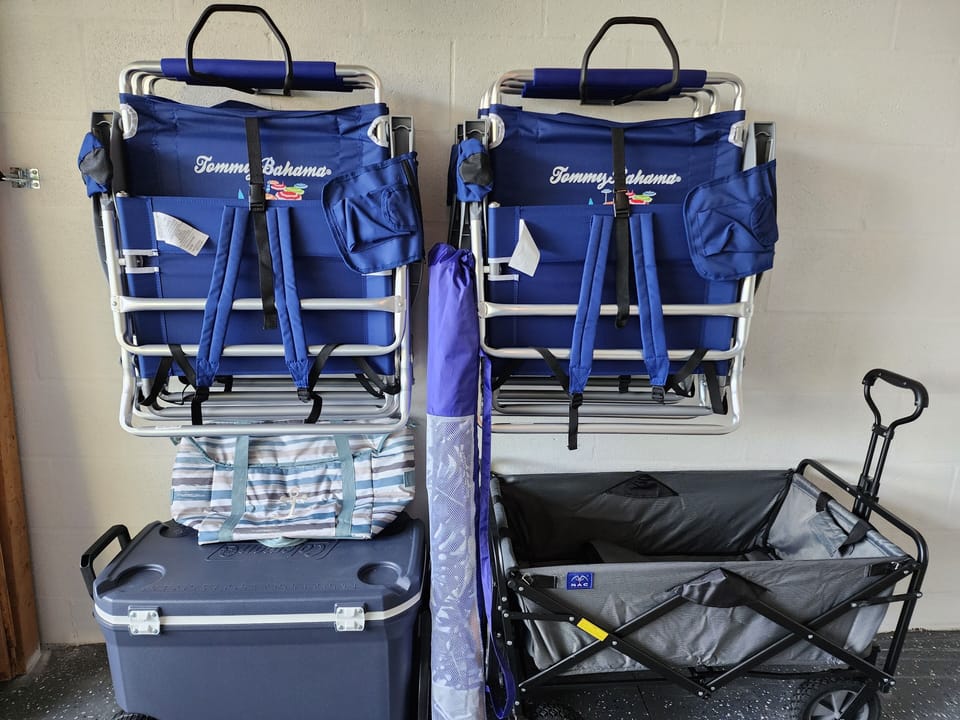 Grab the beach chairs on your way out — they're packed, stored, and ready whenever you are