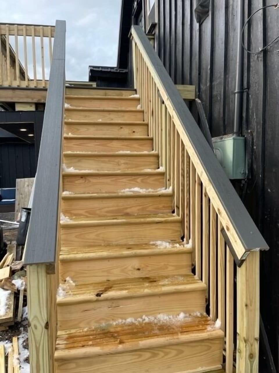 Large stairs are well lit and anti slip