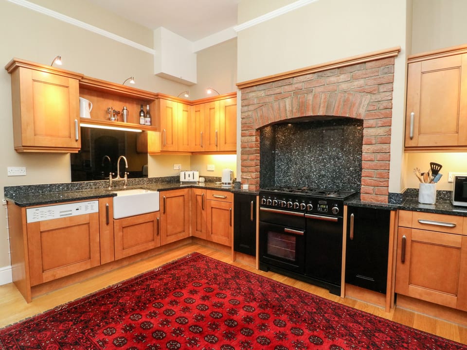 Fridge, dishwasher, electric kettle, toaster