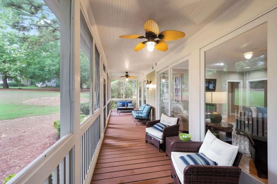 Screened In Porch With A View Of #9 And The Lake