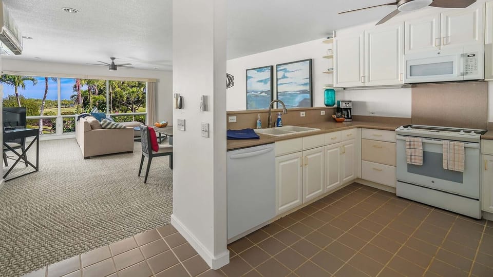 Emmalani Court at Princeville #521 - Kitchen & Living Great Room - Parrish Kauai