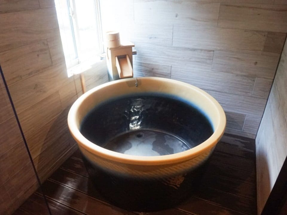 [Western Jr Suite with Loft] Private Open-air Bath | Bathroom | Separate tub and shower, spring water tub, rainfall showerhead