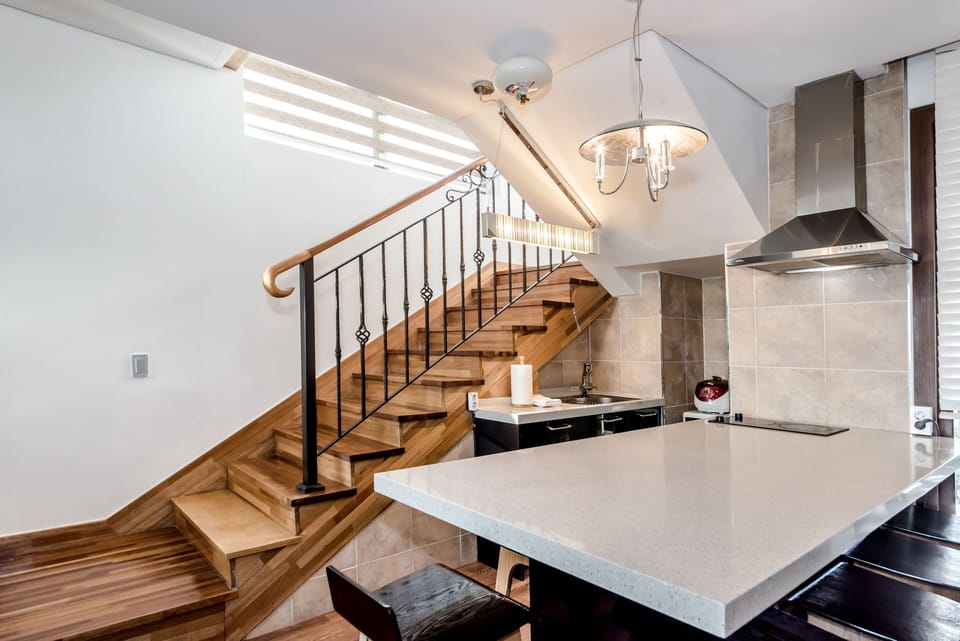 Family Villa | Private kitchen | Fridge, electric kettle, rice cooker, cookware/dishes/utensils