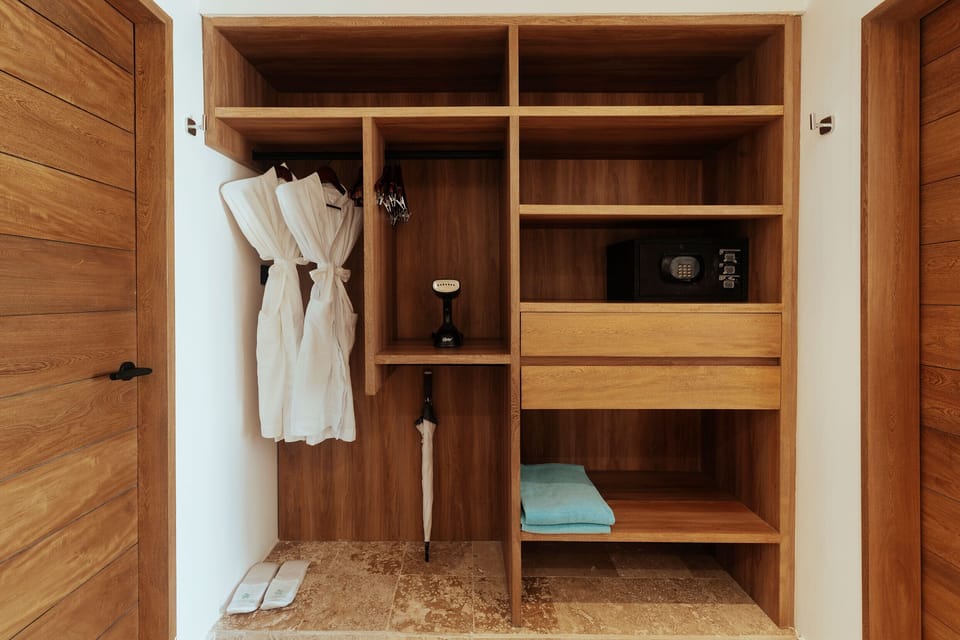 Junior Suite Premium Ocen Front | Bathroom | Shower, designer toiletries, hair dryer, bathrobes