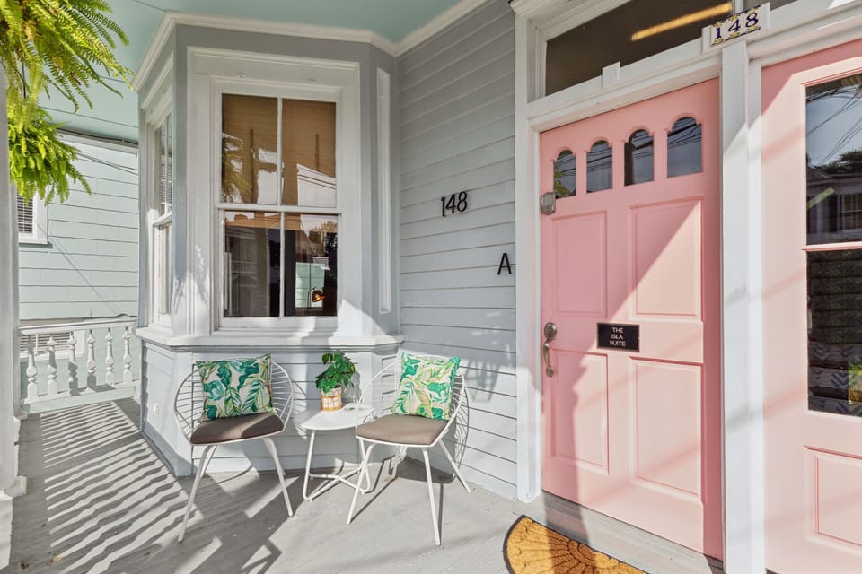 Porch with bistro set for relaxing with your morning coffee or evening wine