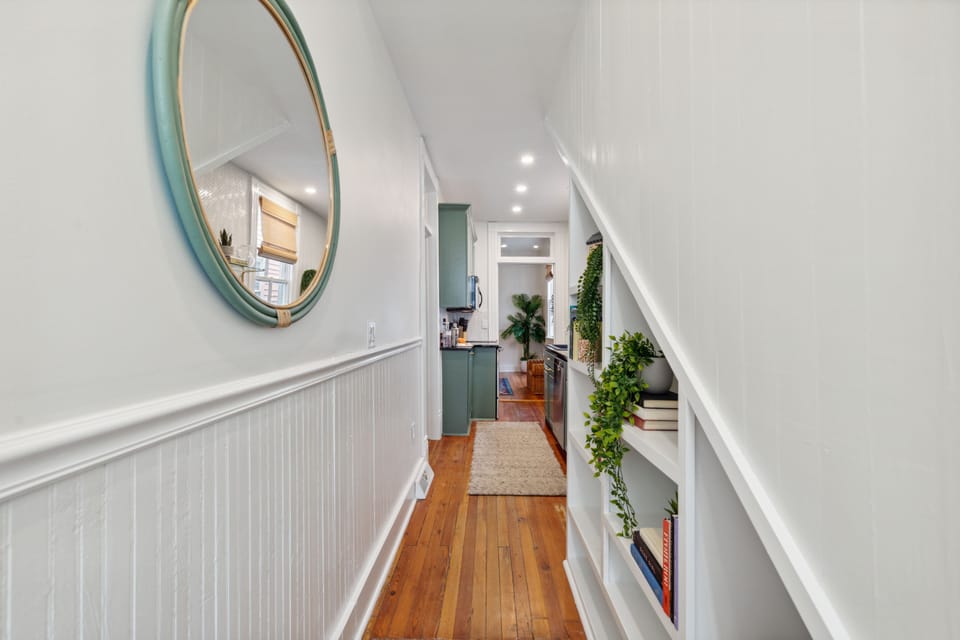 Custom built bookshelf welcomes you