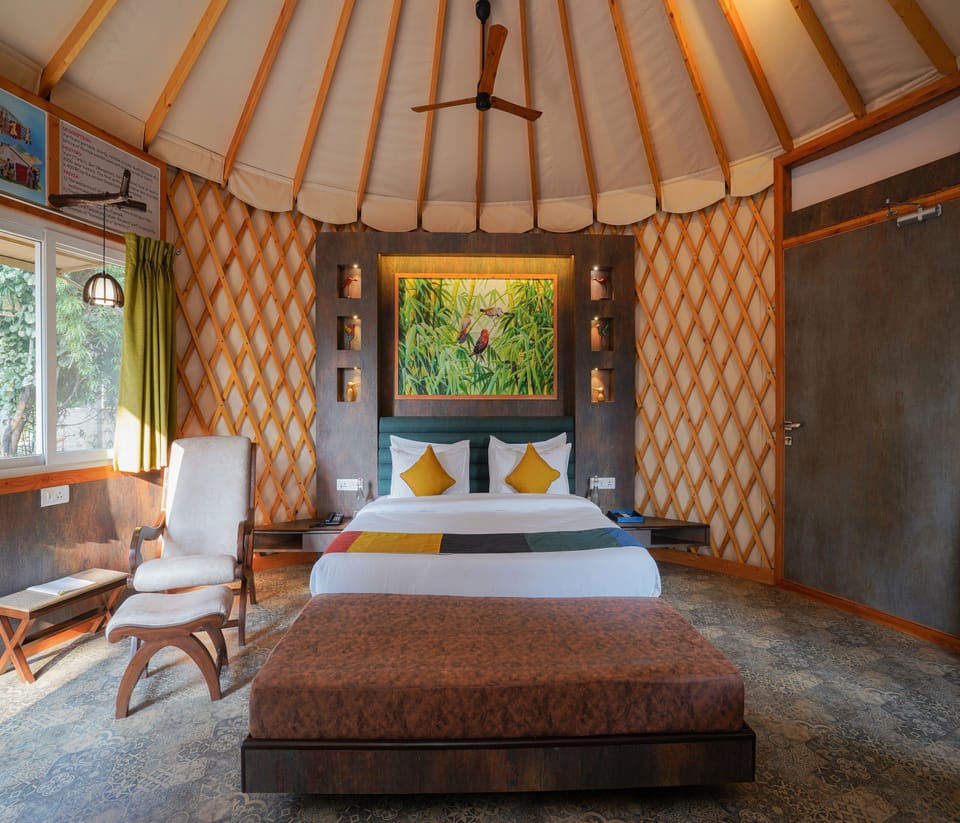 Mongolian Yurts with Private Sit-Out | Soundproofing, bed sheets