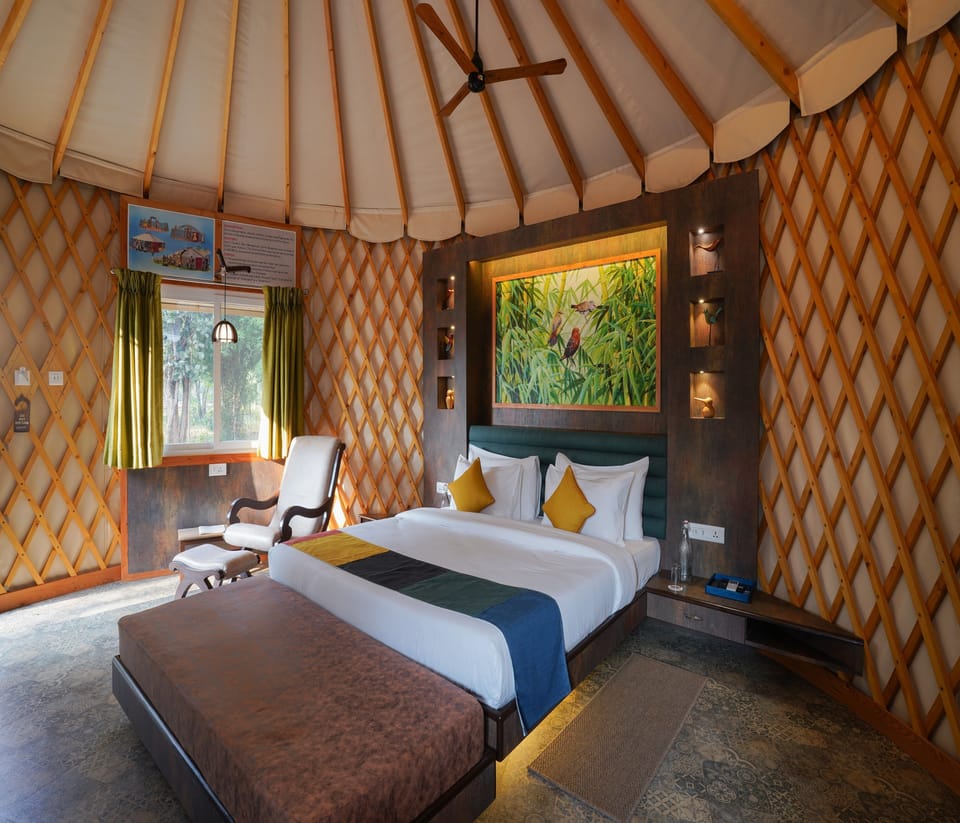 Mongolian Yurts with Private Sit-Out | Soundproofing, bed sheets