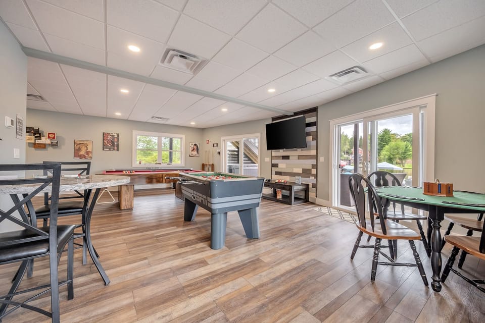 Game Room with Pub Seating, Pool Table, Foosball, Poker Table and Smart TV