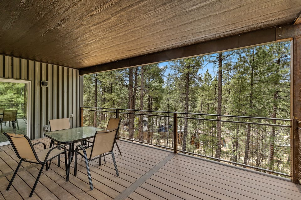 Mid Level Covered deck looking out into the forest