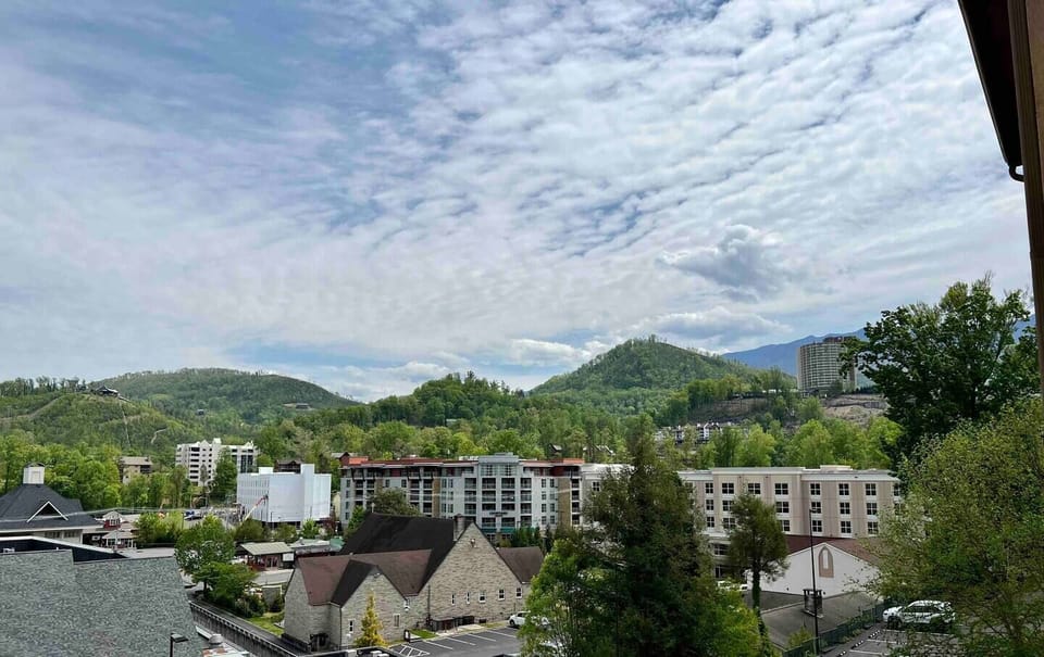 View of Anakeesta (Far Left) Mount LeConte (Far Right behind tree)