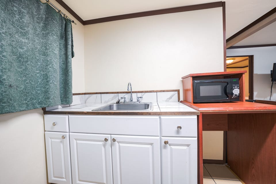 Mini-fridge, microwave