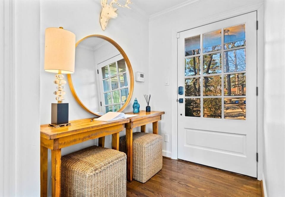 This stylish nook combines thoughtful decor with functionality, offering a welcoming spot for you to pause and unwind.