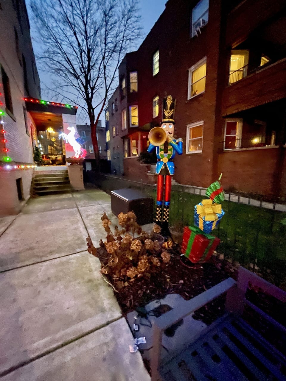 Seasonal decorations typically are displayed Oct-Dec.  May not look identical.