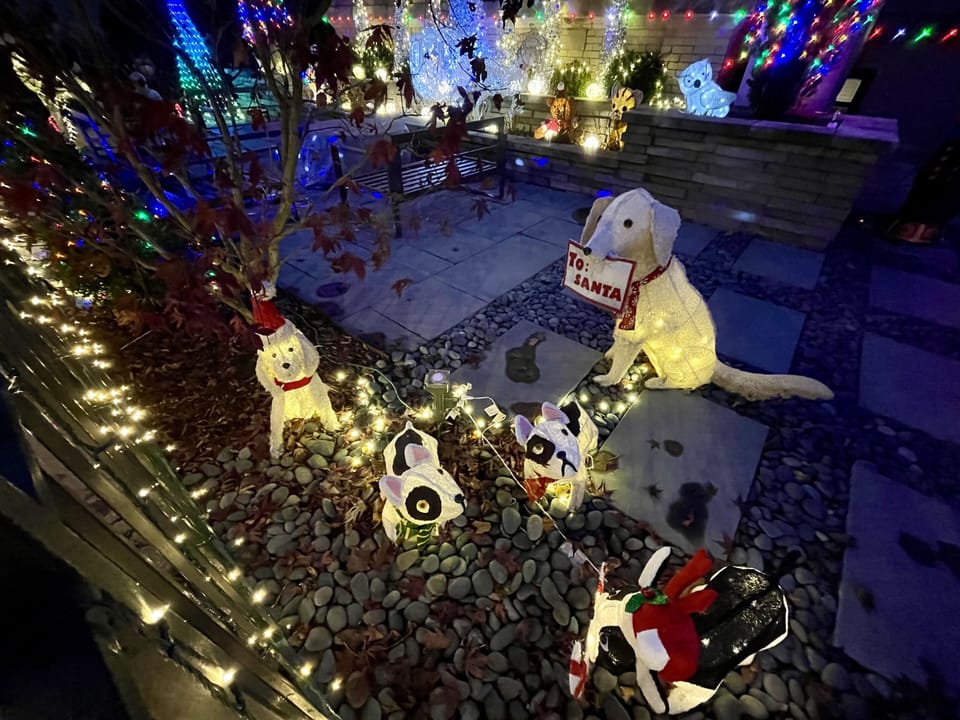 Seasonal decorations typically are displayed Oct-Dec.  May not look identical.