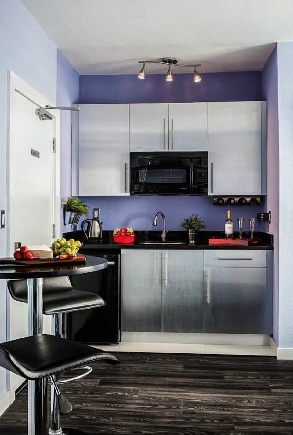 Mini-fridge, microwave, coffee/tea maker