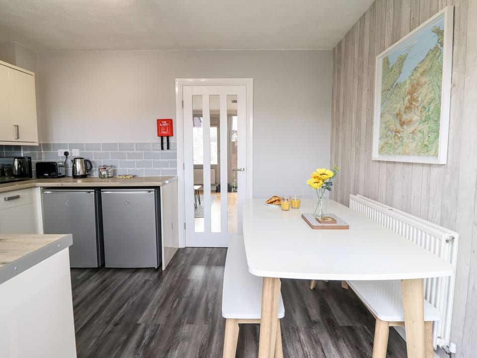 Fridge, dishwasher, electric kettle, toaster
