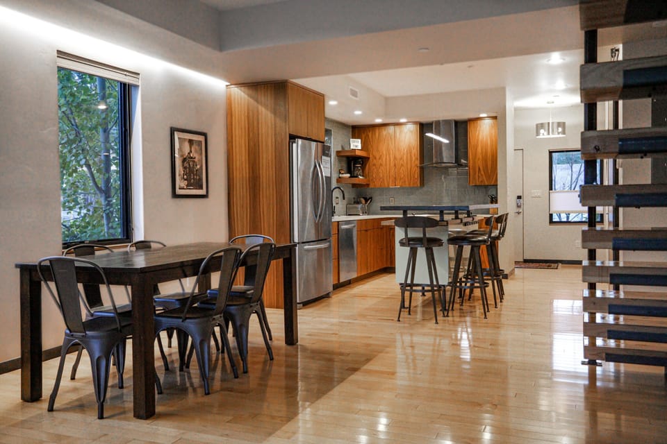 Open concept main floor with plenty of seating to dine and socialize.  