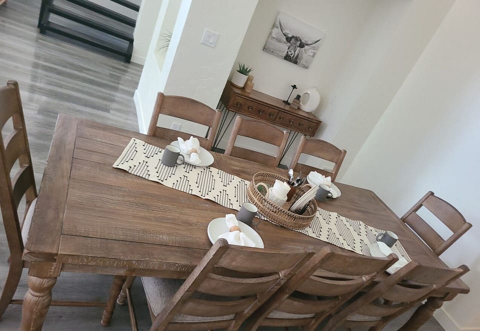 Table is large for large feast.