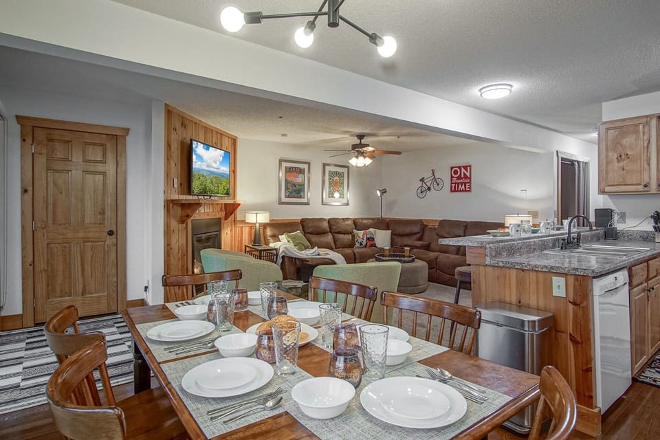 The dining room table seats 6.