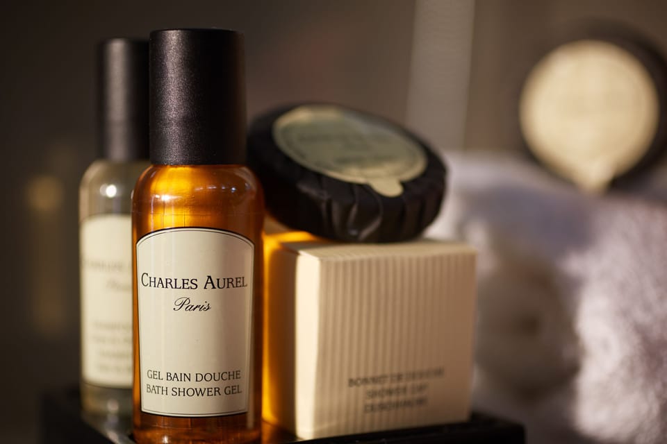 Free toiletries, hair dryer, towels, shampoo