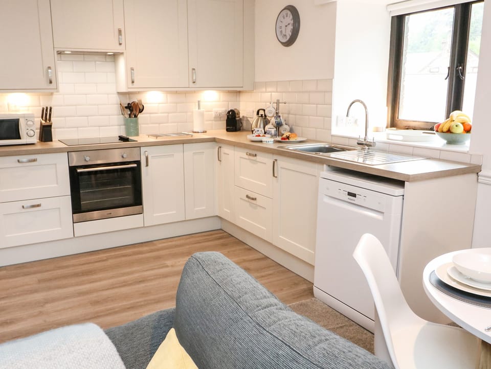 Fridge, dishwasher, cookware/dishes/utensils