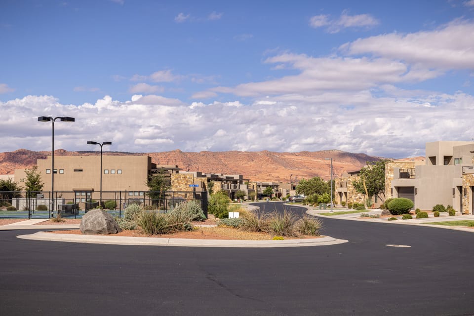View of Community Pickleball Courts - This unit is located directly across from the community pickleball courts and pool area.