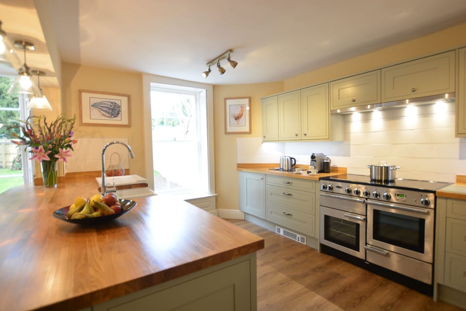Fridge, dishwasher, cookware/dishes/utensils