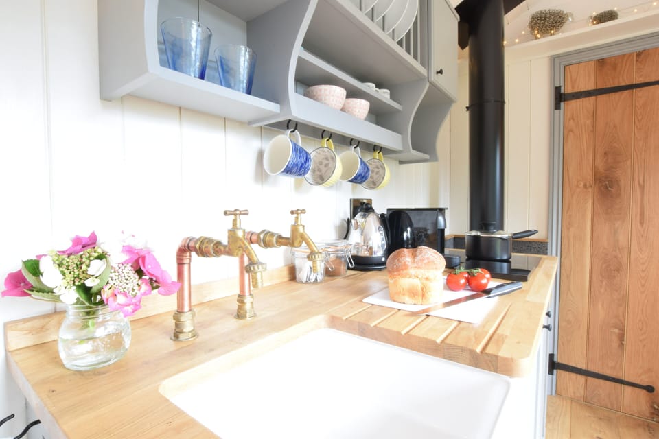 Fridge, cookware/dishes/utensils