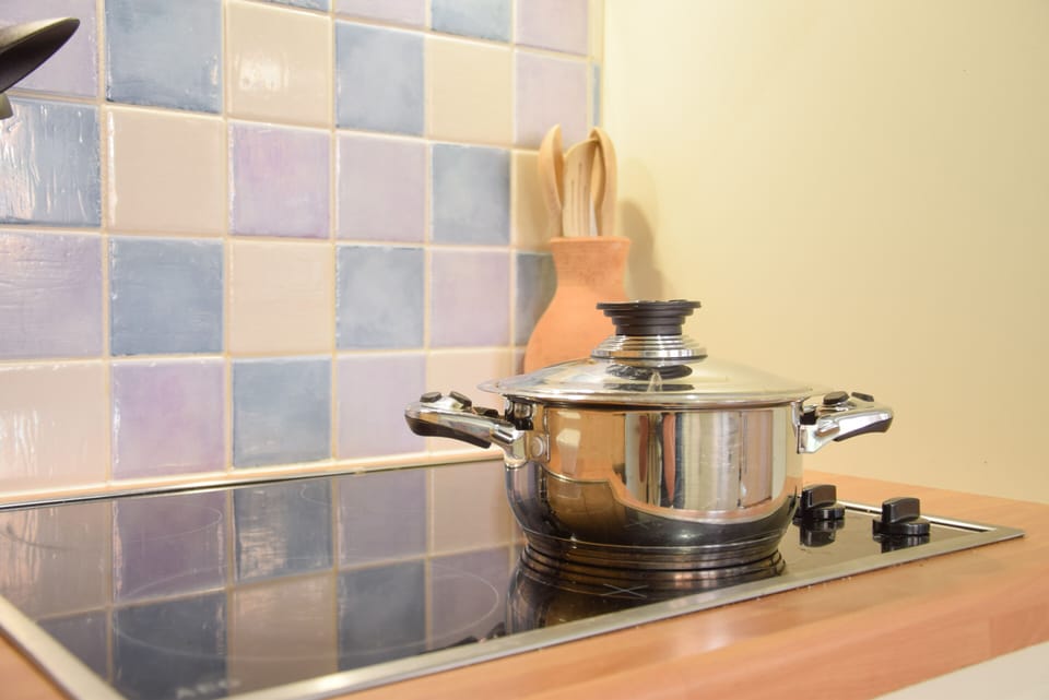 Fridge, dishwasher, cookware/dishes/utensils