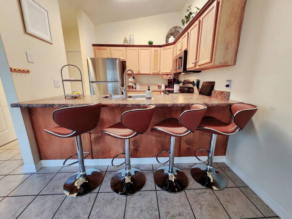 Fun swiveling barstools to hang out, eat, drink, and socialize.