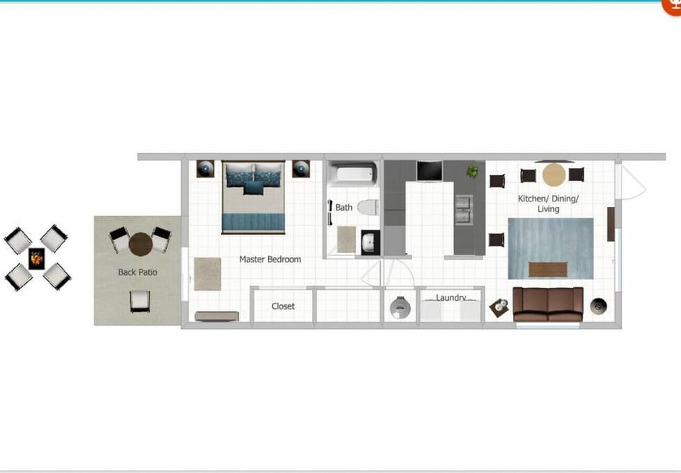 Digital overview layout of the home and spaces you`ll have available.