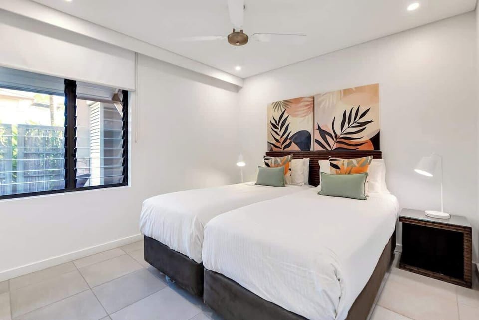 The third bedroom is fitted with two single beds that can be converted into a king-size bed upon request.
