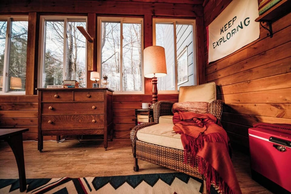 Catching the evening sun on the four seasons porch - and guess what, that blanket is alpaca and soft as summer's breeze. 