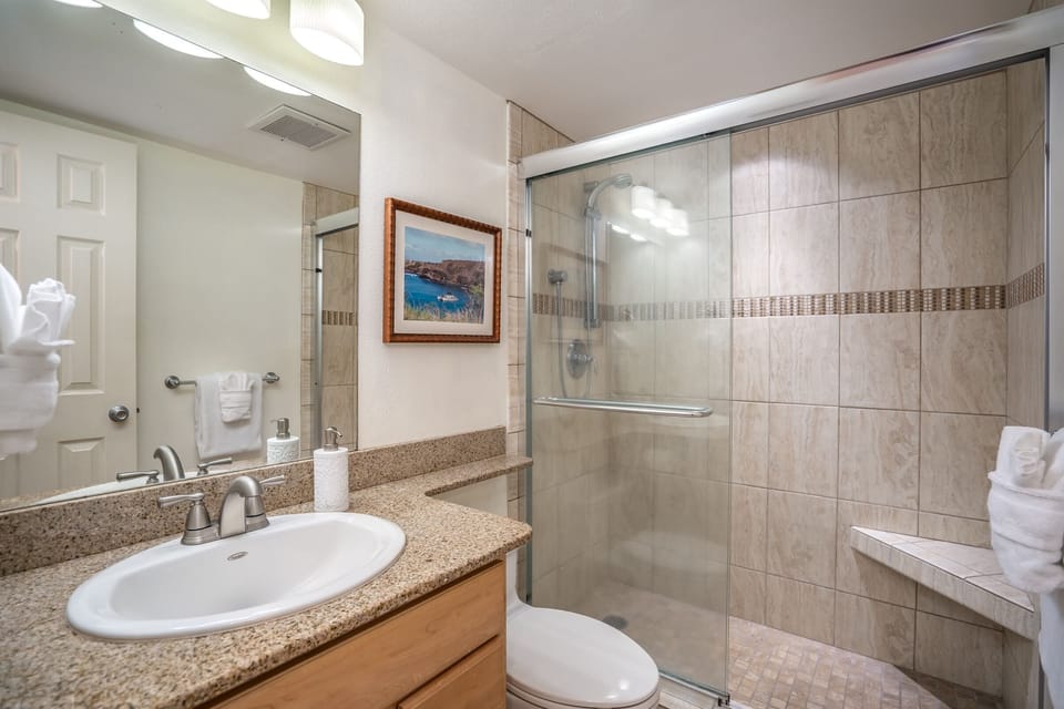 Lovely size guest bathroom with walk in shower 